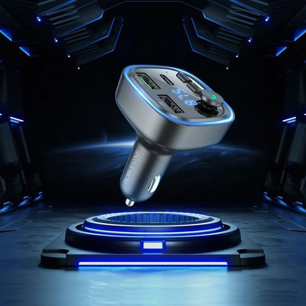 АЗУ с FM-модулятором BOROFONE BC48 Broad QC3.0 car BT FM transmitter 18W Black 6941991104039 фото