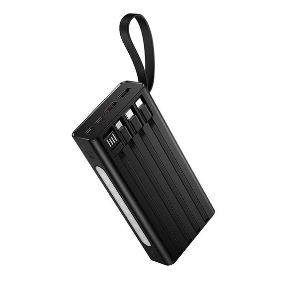 Power Bank Hoco J155 Shine 20000mAh 22.5W+PD20W з ліхтарем (with cable Type-C+Micro+Lightning+USB) Black 216-00162 фото