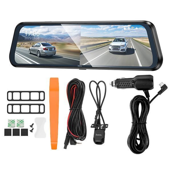 Відеореєстратор HOCO DV16 9.66-inch streaming media driving recorder(dual-channel with rear camera) Black 6942007664219 фото