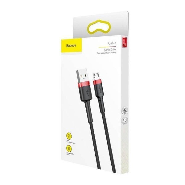 Кабель Baseus Cafule Cable USB For Micro 2.4A 1m Red+Black CAMKLF-B91 фото