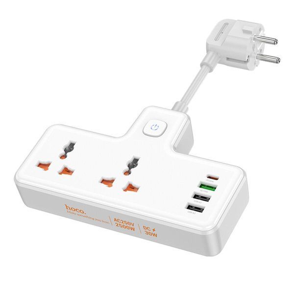Сетевой удлинитель HOCO AC12A Reise 2-position expansion socket(PD30W/1C3A) White 656-03194 фото