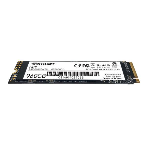 Накопитель SSD M.2 Patriot P310 960GB NVMe 2280 PCIe 3.0x4 3D NAND TLC P310P960GM28 фото
