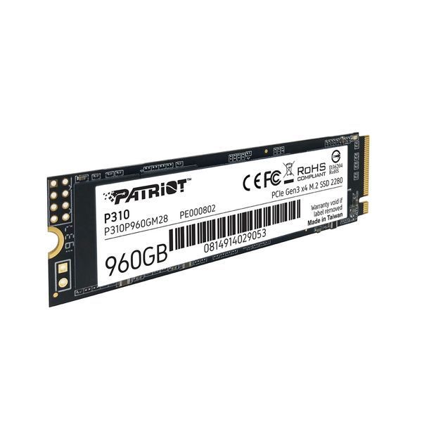 Накопитель SSD M.2 Patriot P310 960GB NVMe 2280 PCIe 3.0x4 3D NAND TLC P310P960GM28 фото