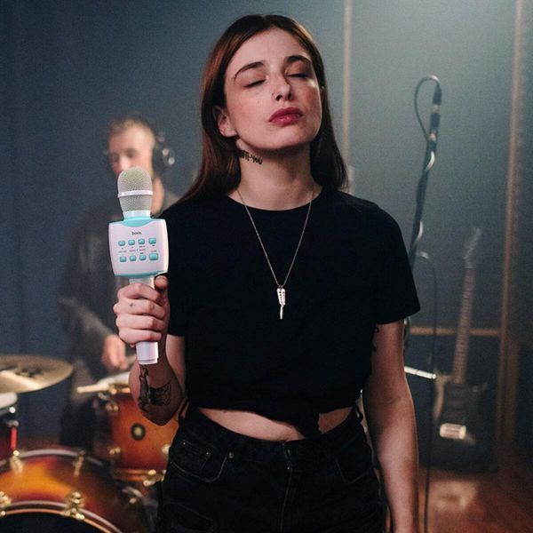 Портативная колонка HOCO BK5 Cantando karaoke microphone Blue 656-00747 фото