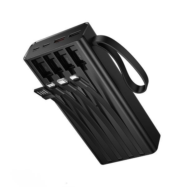 Power Bank Hoco J155 Shine 20000mAh 22.5W+PD20W з ліхтарем (with cable Type-C+Micro+Lightning+USB) Black 216-00162 фото