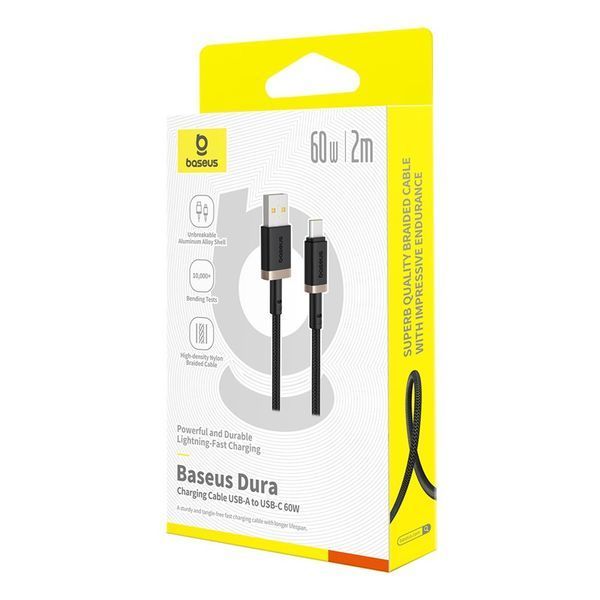 Кабель Baseus Dura Series Fast Charging Cable USB to Type-C 60W 2m Gold+Black P10377802U01-02 фото