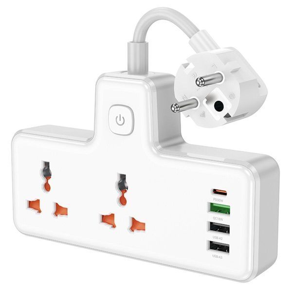 Сетевой удлинитель HOCO AC12A Reise 2-position expansion socket(PD30W/1C3A) White 656-03194 фото