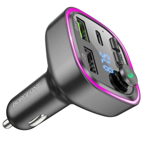 АЗУ с FM-модулятором BOROFONE BC48 Broad QC3.0 car BT FM transmitter 18W Black 6941991104039 фото