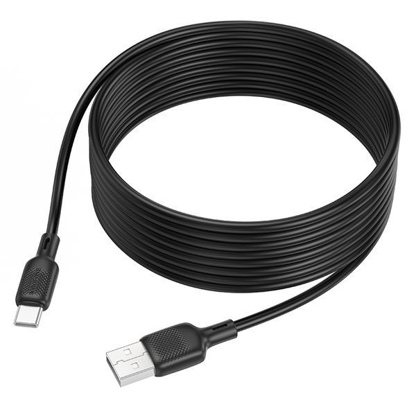 Кабель BOROFONE BX113 Lenny silicone charging data cable Type-C(L=3M) Black 6941991115554 фото