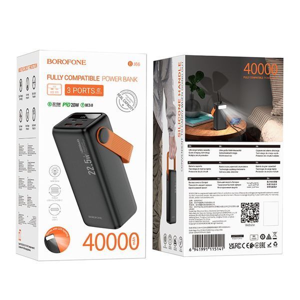 Зовнішній акумулятор Power Bank Borofone BJ66 Magnifico 22.5W+PD20 40000 mAh Black 656-03777 фото