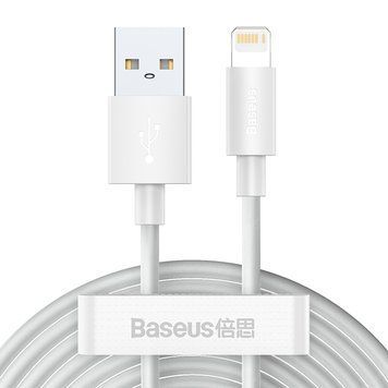 Кабель Baseus Simple Wisdom Data Cable Kit USB to iP 2.4A (2PCS/Set）1.5m White TZCALZJ-02 фото