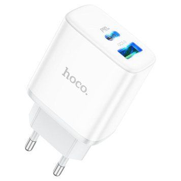 Мережевий зарядний пристрій HOCO C105A Stage dual port PD20W+QC3.0 charger White 656-01350 фото