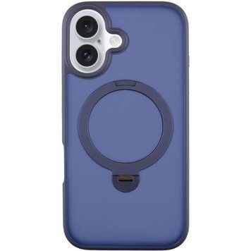 Чехол TPU+PC Metal Buttons with MagSafe Colorful HQ Ring для iPhone 16 (6.1") Dark Blue 555-00630 фото