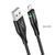 Кабель HOCO U93 USB to iP 2.4A, 1.2m, nylon, aluminum connectors, light indicator, Black 6931474732132 фото