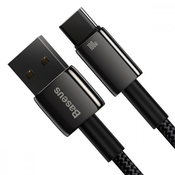 Кабель Baseus Tungsten Gold Fast Charging USB to Type-C 100W (2m) Black CAWJ000101 фото