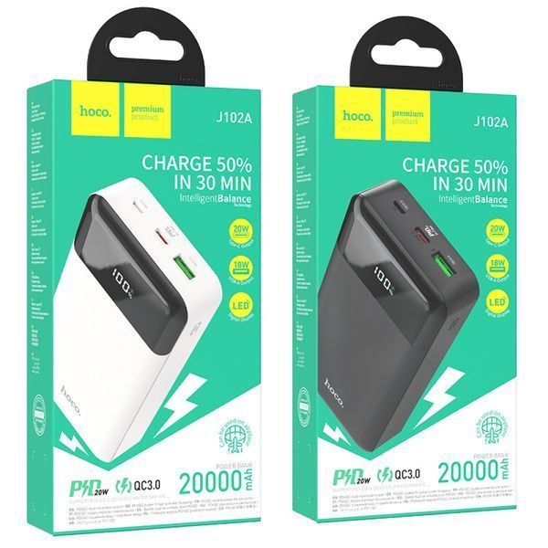 Портативний акумулятор Hoco J102A Cool figure 20000mAh PD20W+QC3.0 Чорний 216-00086 фото