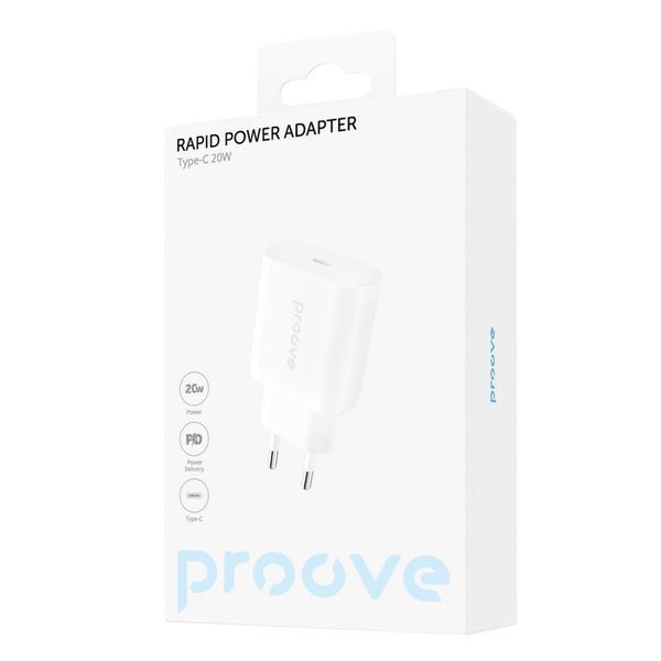 Мережевий зарядний пристрій Proove Rapid 20W (Type-C) white 656-02623 фото