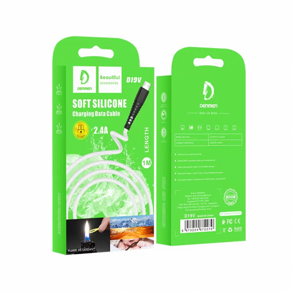 Кабель для заряджання та передачі даних Denmen D19V USB to Micro USB Білий 1 м 209-00117 фото