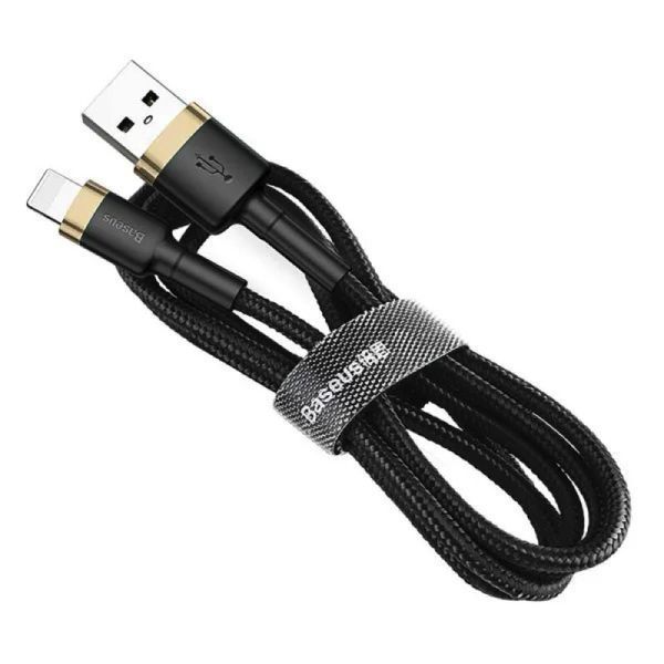Кабель Baseus Cafule Cable USB For Lightning 2.4A 1m Gold+Black CALKLF-BV1 фото