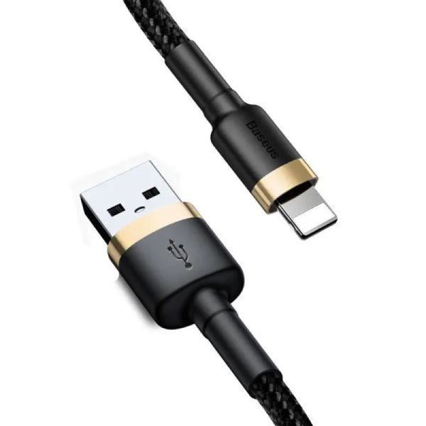 Кабель Baseus Cafule Cable USB For Lightning 2.4A 1m Gold+Black CALKLF-BV1 фото
