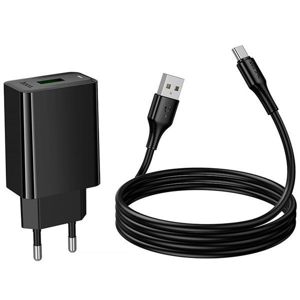МЗП Hoco CS92A Leader QC3.0 18W (1USB-A) + кабель USB to Type-C Black ILSO-00000081879-1 фото