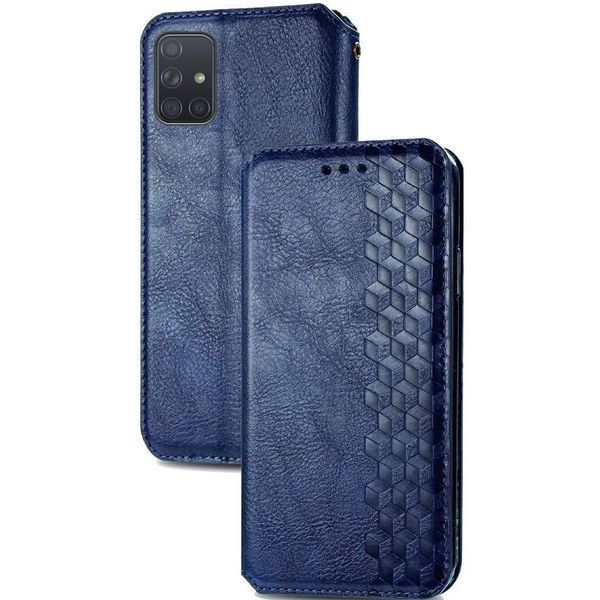 Шкіряний чохол-книжка GETMAN Cubic для Samsung Galaxy A51 Синій 555-01953 фото