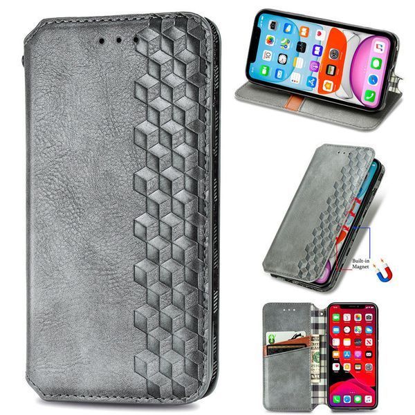 Кожаный чехол-книжка GETMAN Cubic для Xiaomi Redmi Note 11 (Global) / Note 11S Серый 555-01903 фото
