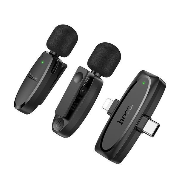 Бездротова мікрофонна система HOCO L15 dual-mic (iP/Type-C) Black 6942007638623 фото