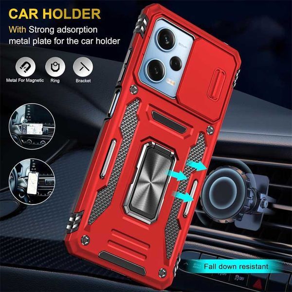 Ударостійкий чохол Camshield Army Ring для Xiaomi Redmi 12 / Poco M6 Pro 5G Red 777-05014 фото