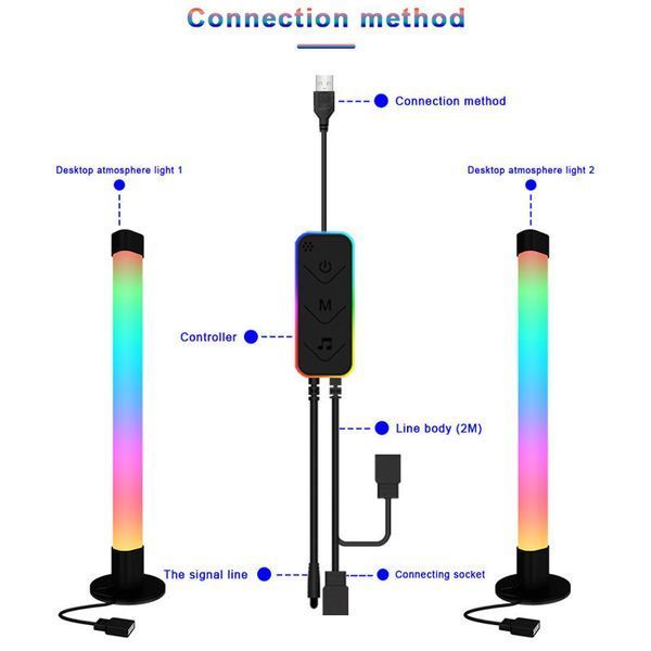 Настольная LED лампа RGB 5V Panel 2 Single side Bluetooth dual pack USB with app Black 656-03689 фото