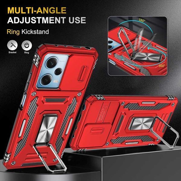Ударостійкий чохол Camshield Army Ring для Xiaomi Redmi 12 / Poco M6 Pro 5G Red 777-05014 фото