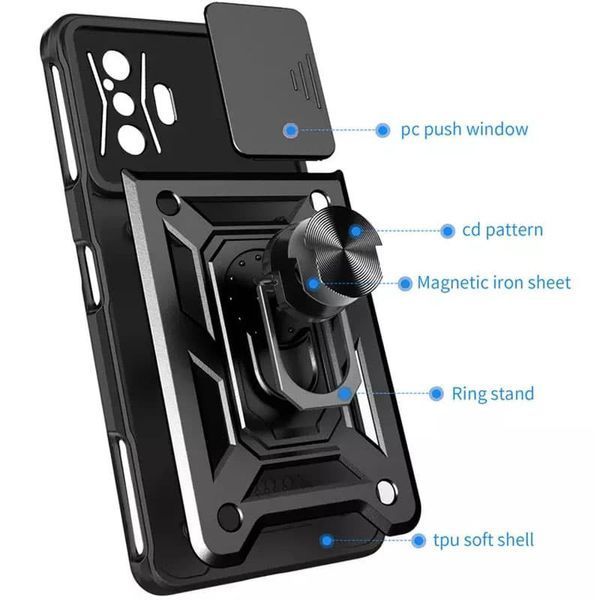 Ударостійкий чохол Camshield Serge Ring для Xiaomi Poco F4 GT Black 777-04531 фото