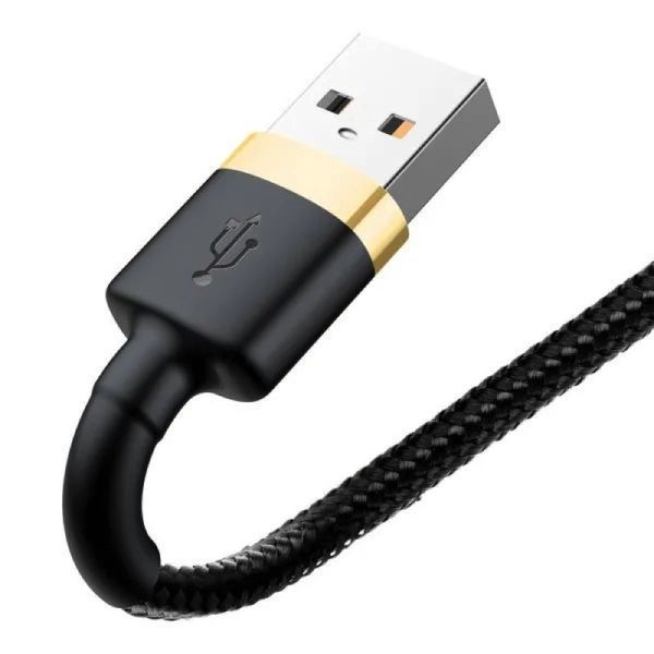 Кабель Baseus Cafule Cable USB For Lightning 2.4A 1m Gold+Black CALKLF-BV1 фото