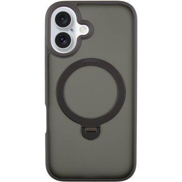 Чехол TPU+PC Metal Buttons with MagSafe Colorful HQ Ring для iPhone 16 (6.1") Black 555-00631 фото