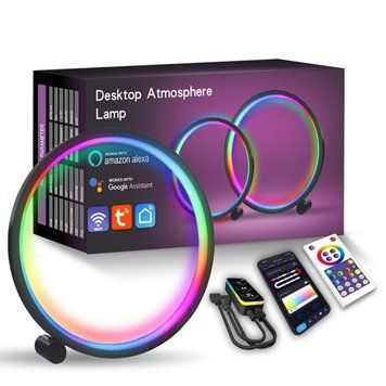 Настольная LED лампа RGB Intelligent circular atmosphere light Bluetooth USB with app Black 656-03690 фото