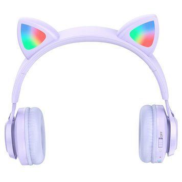 Бездротові Bluetooth навушники з котячими вушками Hoco W39 Cat Ear Пурпурні 202-00098 фото