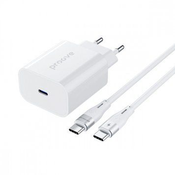 Сетевое зарядное устройство Proove Rapid 30W (Type-C) + Кабель Type-C to Type-C white 656-02624 фото