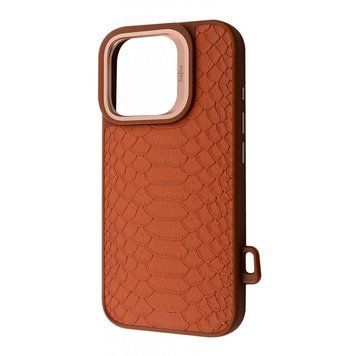 Чехол Kajsa Snake Pattern with Magnetic Ring iPhone 16 Pro Brown 656-08150 фото