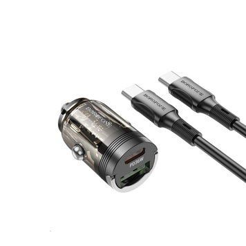 Автомобільний зарядний пристрій BOROFONE BZ29A Talented PD36W+QC3.0 car charger set(Type-C to Type-C) Black 656-00312 фото