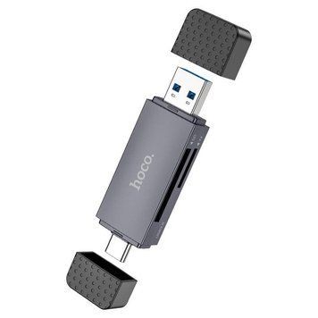 Кардридер HOCO HB45 Spirit 2-in-1 USB/Type-C 3.0 card reader Metal gray 6942007620529 фото