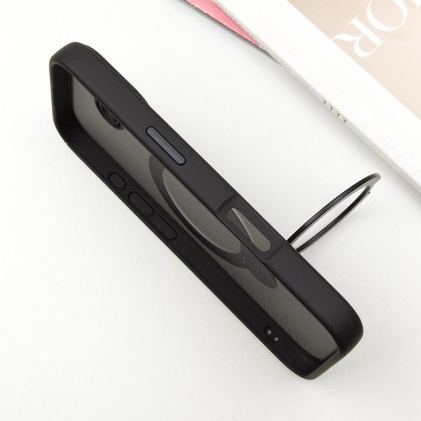 Чехол TPU+PC Metal Buttons with MagSafe Colorful HQ Ring для iPhone 16 (6.1") Black 555-00631 фото
