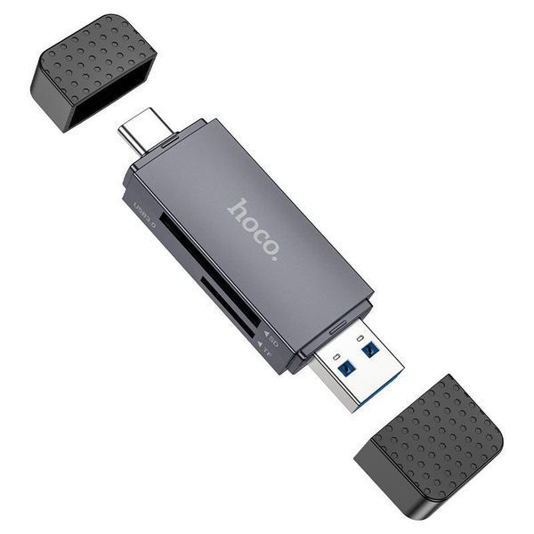 Кардридер HOCO HB45 Spirit 2-in-1 USB/Type-C 3.0 card reader Metal gray 6942007620529 фото