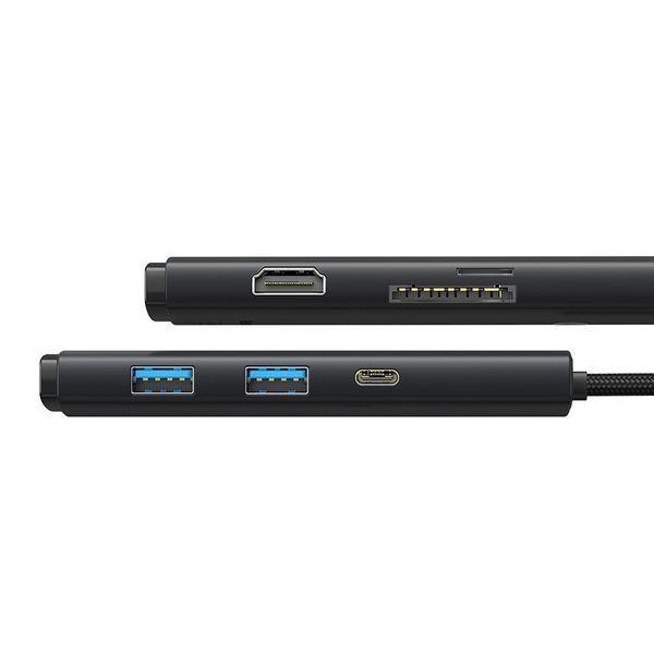 USB-хаб Baseus Lite Series 6-Port Type-C HUB Docking Station (Type-C to HDMI+USB3.0*2+PD+SD/TF) Black WKQX050101 фото
