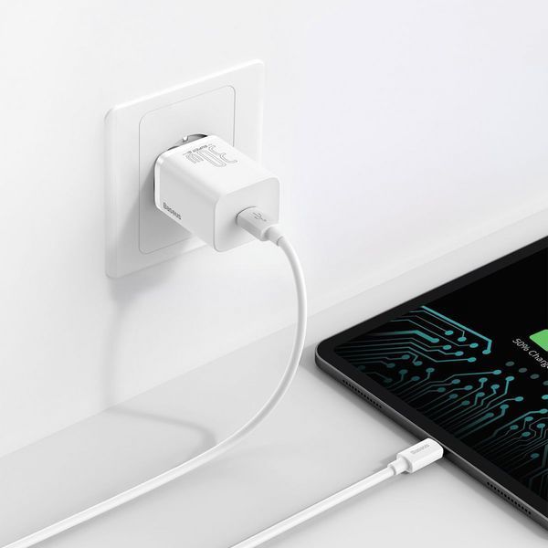 СЗУ Baseus Super Silicone Quick Charger 30W (Type-C) White CCSUP-J02 фото