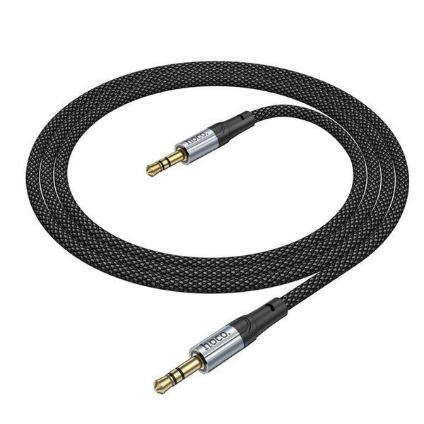 Аудiокабель HOCO UPA26 3.5mm male to 3.5mm male, nylon braid, 1m, Black 6942007608800 фото