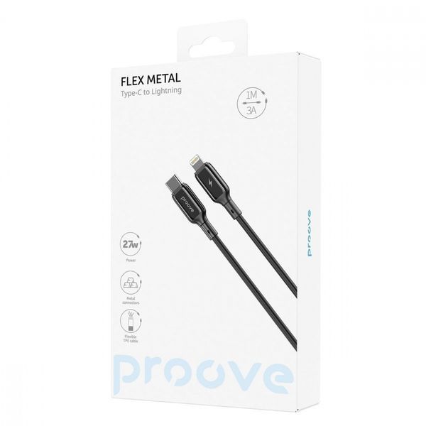 Кабель Proove Flex Metal Type-C to Lightning 27W (1m) black 656-02574 фото