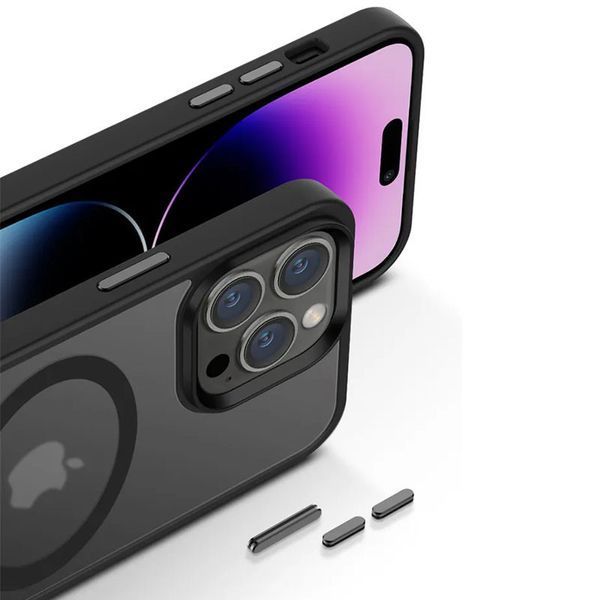TPU+PC чохол Metal Buttons with MagSafe Colorful для Apple iPhone 12 Pro Max (6.7") Black 555-03099 фото