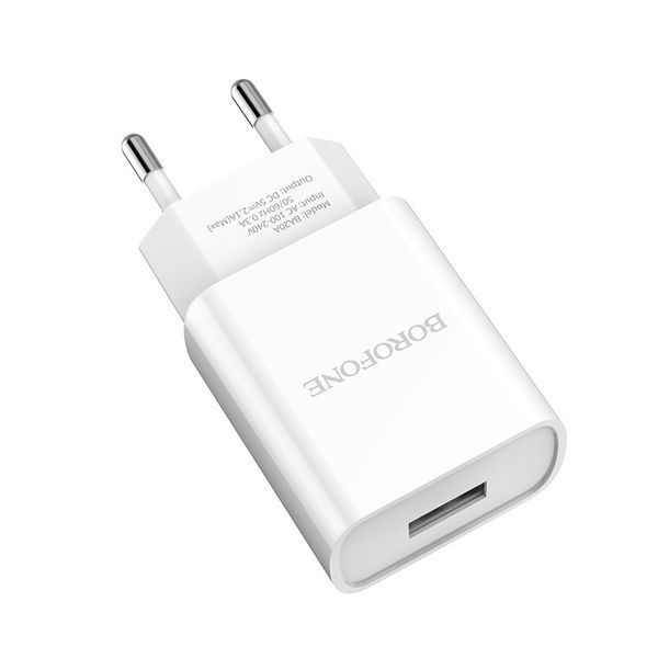 Мережевий зарядний пристрій BOROFONE BA20A Sharp single port charger 10.5W White 6931474700681 фото