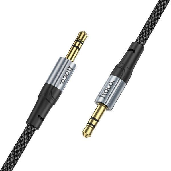 Аудiокабель HOCO UPA26 3.5mm male to 3.5mm male, nylon braid, 1m, Black 6942007608800 фото