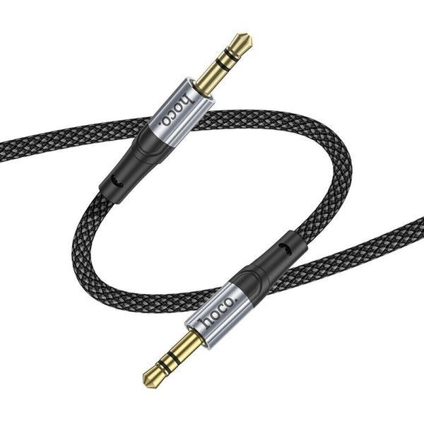 Аудiокабель HOCO UPA26 3.5mm male to 3.5mm male, nylon braid, 1m, Black 6942007608800 фото